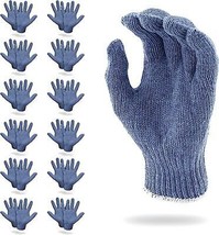 Gray Cotton Poly String Knit Gloves M Size Washable 1 Dozen 12 Pairs - $16.69