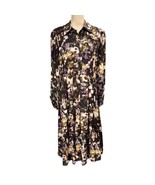 Dalia MacPhee Dress Womens XL Purple Dark Floral Pleated Midi Artsy Grun... - $102.44 CAD
