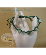 Green Swirl Round Glass Bead Shambhala Macramé Bracelet  - £7.06 GBP