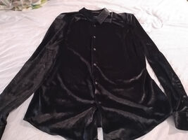 Asos Design Skinny Velvet Shirt in Charcoal Men’s Size XXL - $19.09