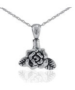 Sterling Silver Rose Pendant/Necklace Funeral Cremation Urn for Ashes - $122.16 CAD
