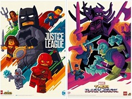 Lego Justice League Thor Ragnarok Set Of 2 - Original Promo Poster Sdcc 2017 Tom - £78.04 GBP