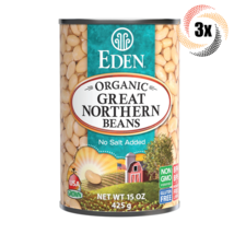 3x Cans Eden Foods Organic Great Northern Beans | 15oz | No Salt Added | Non GMO - £17.15 GBP