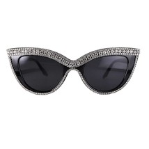 Cat Eye Sunglasses Bling Rhinestones Crystal Black Plastic Frame Eyewear - £16.02 GBP