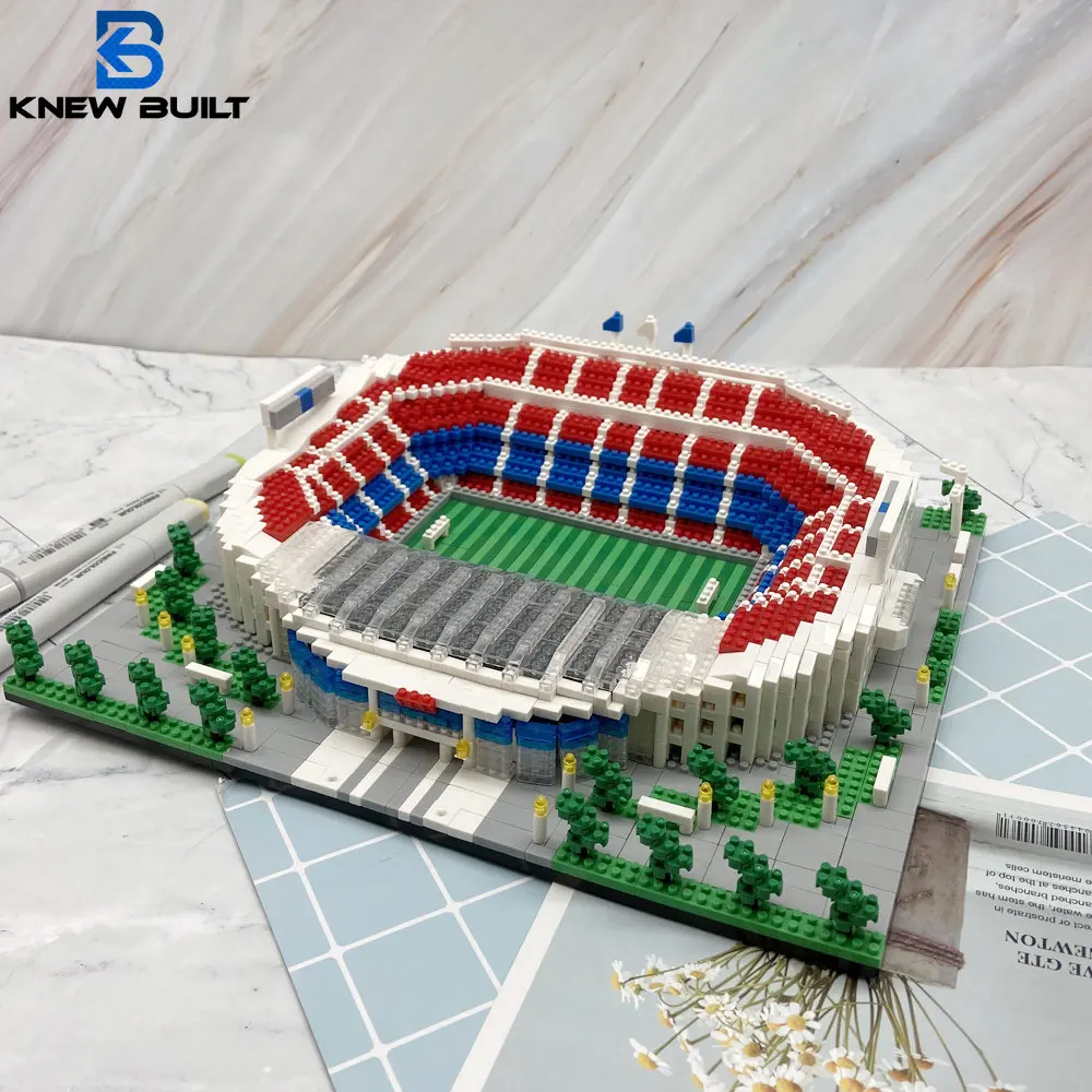KNEW BUILT Barcelona Style Soccer Stadium Model Micro Mini Bricks Architecture - £59.78 GBP+