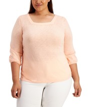 MSRP $43 Style &amp; Co Womens Plus Size 3/4-Sleeve Square-Neck Top Size 0X - £9.38 GBP