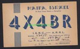 QSL CARD ham radio card * 4X4BR 1952 HAIFA ISRAEL Eli Friedman BUREAU STAMP - $6.44