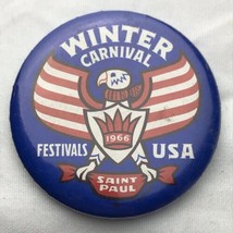 Saint Paul Winter Carnival 1966 Festival Vintage Pin Button Pinback Eagle USA - £26.09 GBP