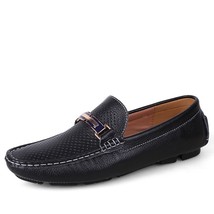 AGSan Summer Breathable Men Driving Shoes Leather Mens Loafers White Black Itali - £64.53 GBP