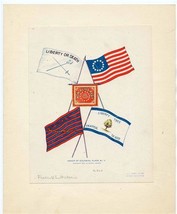 Group of Colonial Flags No 2 Print Addie G Weaver 1898  - £14.24 GBP