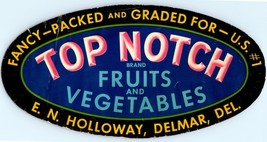 Vintage Label Top Notch Fruits And Vegetables - $17.65 CAD