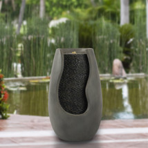 14 in. 2 gal Modern Decorative Concrete Pot Electric Garden Fountain - £164.02 GBP