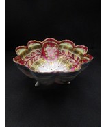 JAPANESE floral arrangement footed bowl drain holes gold red [95B] - $101.83 CAD