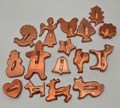Lot 16 Vintage Copper Cookie Cutters Holiday Christmas Animals Shapes Ba... - $21.00