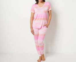 Koolaburra by UGG Petite V-Neck Tee and Slim Pant Set Coral Ombre, XS  A... - £20.33 GBP