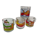 McDonalds Garfield Glass Mugs With Handles Set of 4 Vintage 1978 1980 Ve... - $556.33 MXN