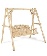 Outdoor Wooden Porch Bench Swing Chair with Rustic Curved Back - Color: ... - $7,858.76 MXN