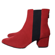 Kenneth Cole Reaction Women Red Suede Pointed Toe Kick Block Ankle Booti... - $65.00