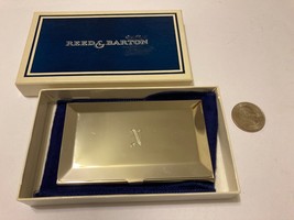 Vintage REED &amp; BARTON Silver Plate Executive Business Card Holder w Box &quot; N &quot; - £15.75 GBP