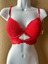 Daisy Fuentes Red Lace Underwire Sexy Push Up 34B Longline Bra Lingerie - £14.14 GBP