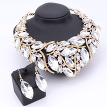 African Beads Jewelry Sets For Women Accessories Wedding Bridal Crystal Pendant  - £26.21 GBP