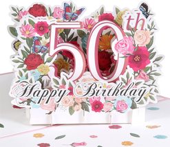 50Th Birthday Pop up Card, Happy 50Th Birthday Card for Her, Women, Wife, 50Th B - £15.46 GBP