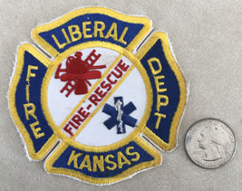 Vintage Liberal Kansas KS Fire Rescue Department Embroidered Sew On Patch - £31.46 GBP