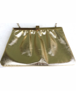 Clutch Handbag Purse Formal Gold Shiny Chain Clip Snap Closure Opens Squ... - €6,77 EUR