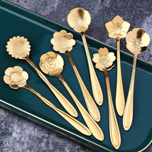8PCS High Quality Floral Creative Coffee Spoons Stainless Steel Spoon Set - £9.67 GBP