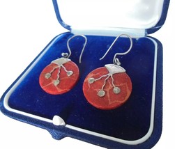 Earrings In Sterling Silver 925 And Brecciated Jasper Original In Gift Box - $40.00