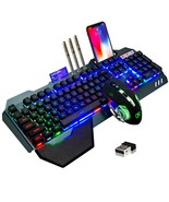 Wireless Gaming Keyboard And Mouse,Rainbow Backlit Rechargeable Keyboa - £77.44 GBP