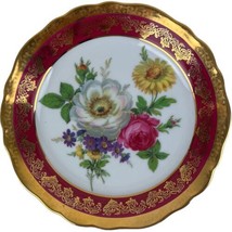Vintage Limoges France Porcelaine D&#39;Arte Floral Porcelain Plate Gold Bor... - $9.00