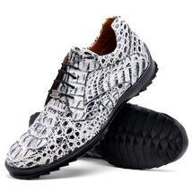 Kratos Genuine Caiman Crocodile Fashion Sneaker Newspaper Gray image 2