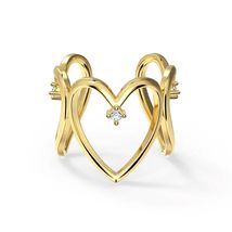 Eternal Grace: S925 Silver Rhodium &amp; 18K Gold Plated Geometric Heart Ope... - £23.52 GBP