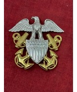 US Navy 1/20 10KT Gold Uniform 2.5&quot; Badge Eagle Anchor Shield Vietnam Sc... - $39.59