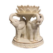LENOX Elephant Promenade Votive Ivory Fine China Candle Holder 24K Gold Trim - £54.60 GBP