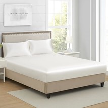 Full Silk Satin Fitted Sheet, Soft Deep Pocket Single, Full Size, Ivory ... - $32.99