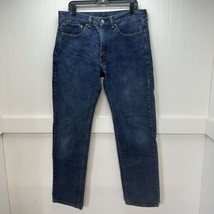 Levis 505 Jeans Mens 34x34 Blue Straight Leg Denim Dark Wash 100% Cotton... - £19.65 GBP