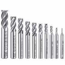 10 Pcs 0.08&quot; - 0.47&quot; End Mills, Afunta 4-Flute Hss Cnc Straight Shank Dr... - £25.49 GBP