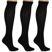 AWS/American Made Black Diabetic Knee High Socks for Men with Full Cushioned Sol - £12.57 GBP