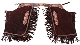 S Horse Western Fashion Cowboy Show Tooled Leather Chinks 924J01BR - $1,461.56 MXN