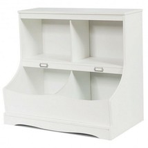 Kids Floor Cabinet Multi-Functional Bookcase -White - Color: White - £101.74 GBP