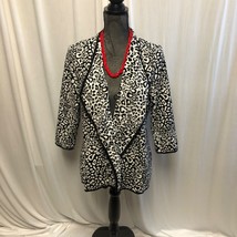 Zebra Open Front Jacket Womens XL 100% Cotton Fold Over Flaps Cardigan - £9.29 GBP