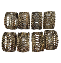 Vintage Twisted Metal Silver-Tone Napkin Rings Set of 8 Rose Gold Metal Elegance - £19.75 GBP
