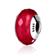 925 Sterling Silver Lovely Pink Flower European Murano Glass Beads Charm... - £10.34 GBP