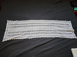 Hand Crocheted Table Topper Dresser Scarf 44&quot; x 14&quot; - £9.00 GBP