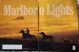 1998 Marlboro Lights Magazine Print Ad Cowboy Leading Horses In The Sunr... - $16.35