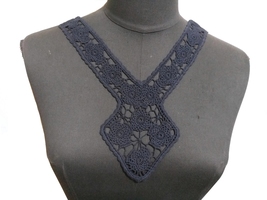 1 pc Dark Blue (almost Black) Crochet Neckline Collar Lace Patch Appliqu... - £5.57 GBP