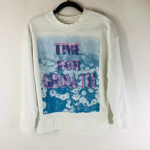 BP Womens Sweatshirt Crew Neck Time for Growth Long Sleeve White Size XS - $14.49