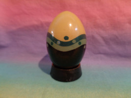 Vintage 93 Belarus Hand Painted Wood Egg Black Yellow Green Trim w/ Blac... - $7.91